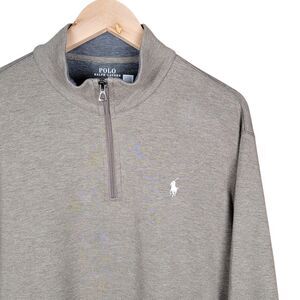 Polo Ralph Lauren Sweater Men's XL Double Knit Jersey 1/4 Zip Pullover Beige Tan